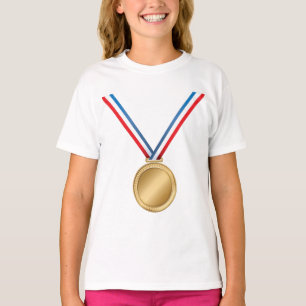 Camiseta Premio Medalla de Oro con Cinta Azul Blanca Roja