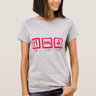 Camiseta Premio Pink Funny Shopaholic Eat Sleep Shop