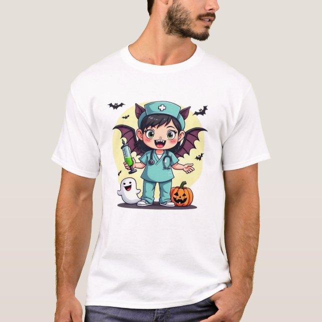 Camiseta Premium de Halloween de enfermera bruja p (Anverso)