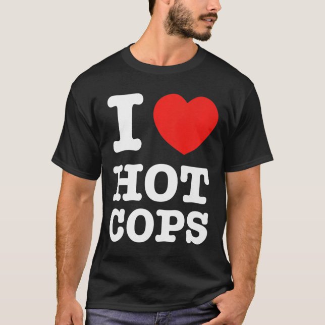 Camiseta Premium T-Camiseta I Heart Hot Cops (Anverso)