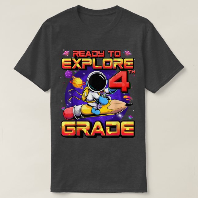 Camiseta Preparado para explorar a un astronauta de cuarto  (Diseño del anverso)