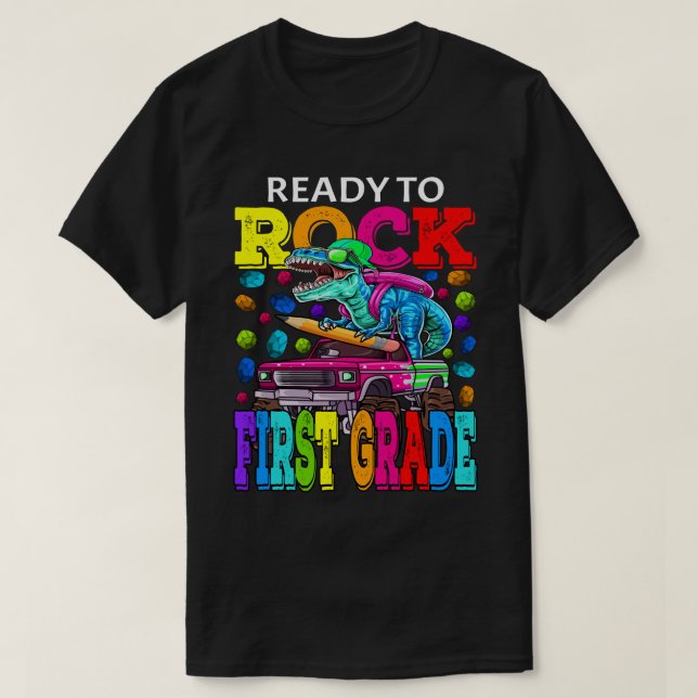 Camiseta Preparado Para Rocar Monstruo De Primer Grado Dino (Diseño del anverso)
