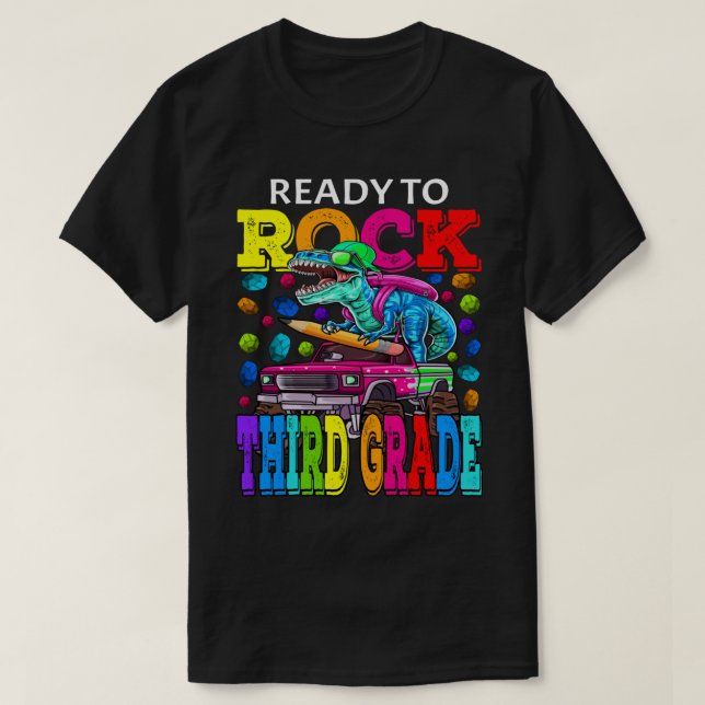 Camiseta Preparado Para Rocar Monstruo De Tercer Grado Dino (Diseño del anverso)