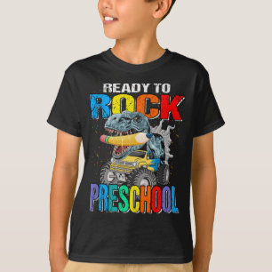 Camiseta Preparado para rodar monstruo escolar niño de dino