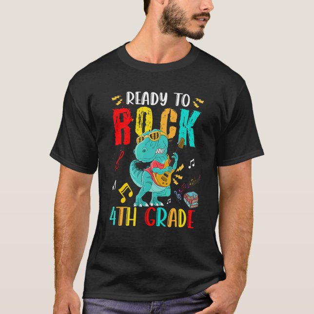 Camiseta Preparado para tocar guitarra de 4º grado rex (Anverso)