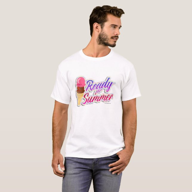 Camiseta Preparado para verano neón divertido helado de mot (Anverso completo)