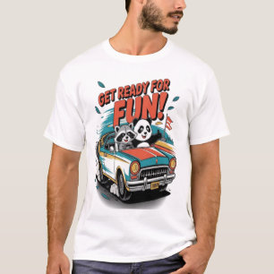 Camiseta Prepárate para divertirte con Raccoon y Panda en C