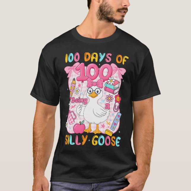 Camiseta Preppy 100 Days Of Being A Silly Goose 100Th Day S (Anverso)