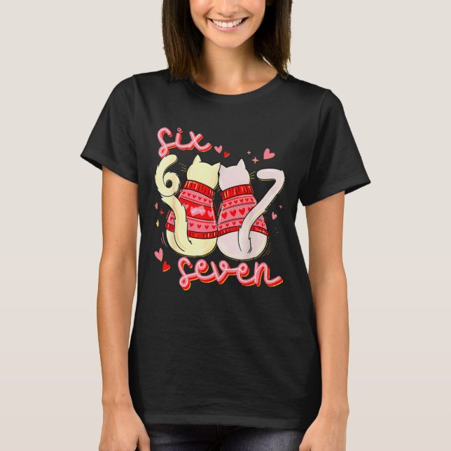 Camiseta Preppy 67 Valentine Six Seven Cat 6 7 Men Women Ki (Anverso)