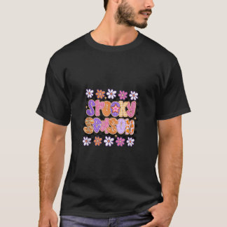 Camiseta Preppy Checkered Spooked Season Floral Halloween F