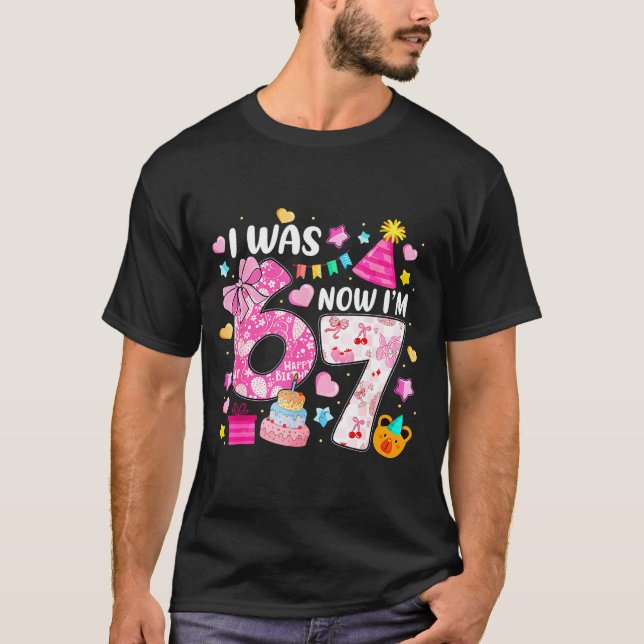 Camiseta Preppy Coquette Bow I Was 6 Now I'm 7 7th Birthday (Anverso)