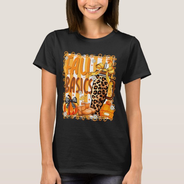 Camiseta Preppy Fall Basics Coquette Bow Pumpkin Autumn Wom (Anverso)