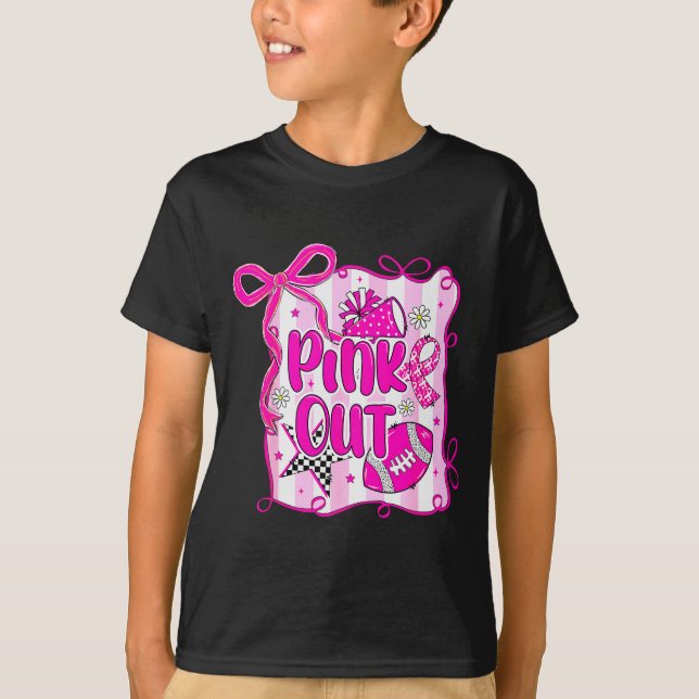 Camiseta Preppy Football Nk Out Coquette Breast Cancer Chee (Anverso)