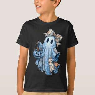 Camiseta Preppy Girly Coquette Bow Patchwork Ghost Fall Hal