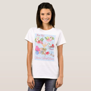 Camiseta Preppy Mahjong Cocktails Blue Stripe Custom
