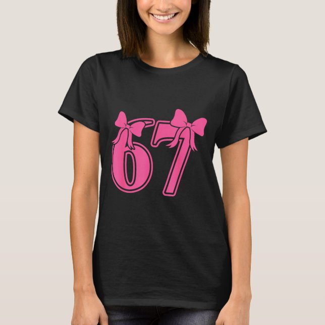 Camiseta Preppy Nk Coquette Bow Lace 67 Six Seven Meme Wome (Anverso)