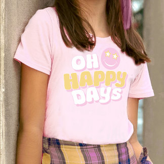 Camiseta Preppy Oh Happy Days slogan smiliar cara