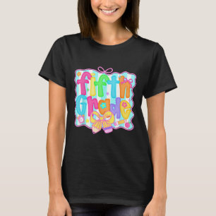 Camiseta Preppy Regreso a Clases 5to Grado Coquette Lazo Ni