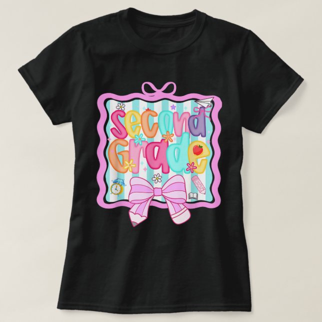 Camiseta Preppy Second Grade 2nd Grade Teachers Girls (Diseño del anverso)