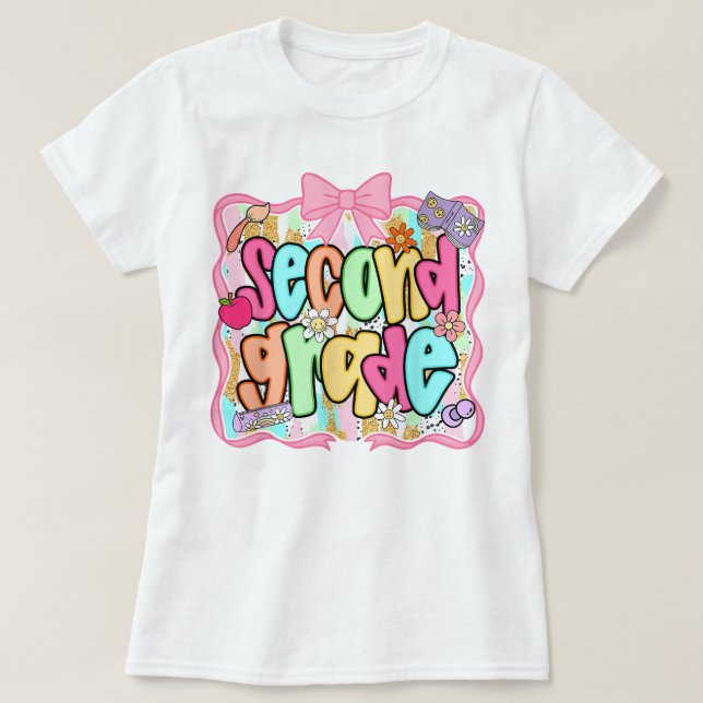 Camiseta Preppy Second Grade 2nd Grade Teachers Girls (Diseño del anverso)