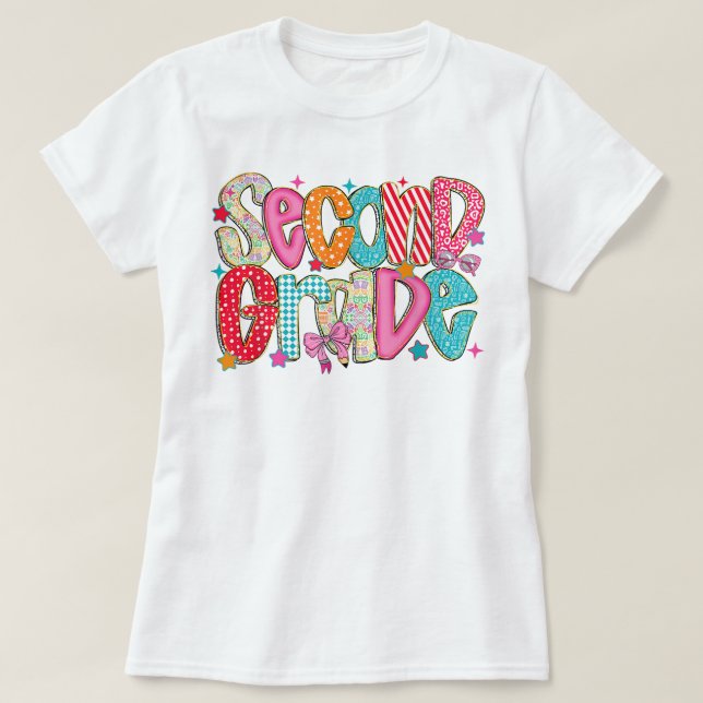 Camiseta Preppy Second Grade 2nd Grade Teachers Girls (Diseño del anverso)