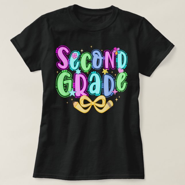 Camiseta Preppy Second Grade 2nd Grade Teachers Girls (Diseño del anverso)