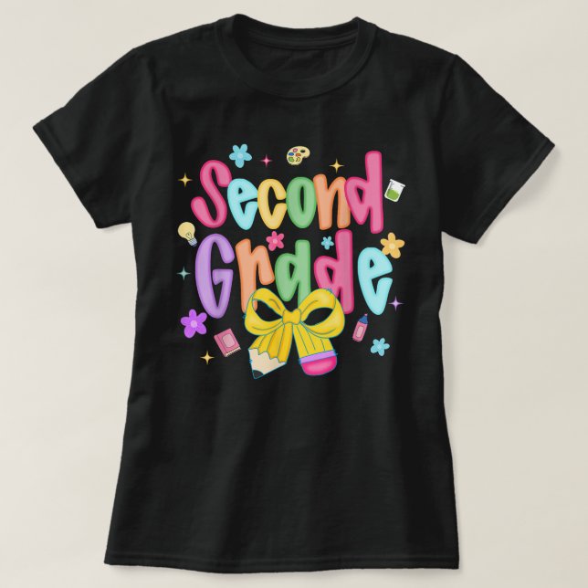 Camiseta Preppy Second Grade 2nd Grade Teachers Girls (Diseño del anverso)
