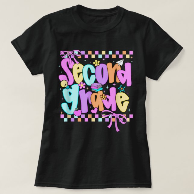 Camiseta Preppy Second Grade 2nd Grade Teachers Girls (Diseño del anverso)