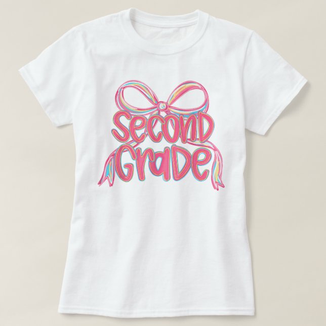 Camiseta Preppy Second Grade 2nd Grade Teachers Girls (Diseño del anverso)