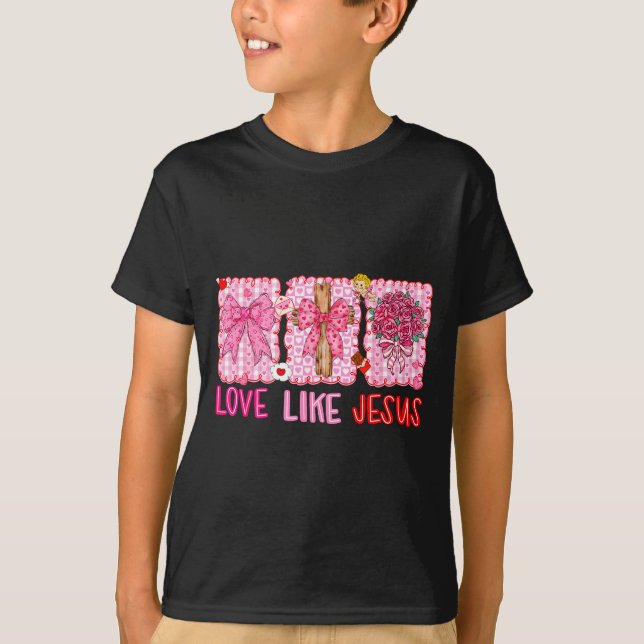 Camiseta Preppy Valentine Christian Love Like Jesus Men Wom (Anverso)