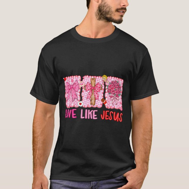 Camiseta Preppy Valentine Christian Love Like Jesus Men Wom (Anverso)