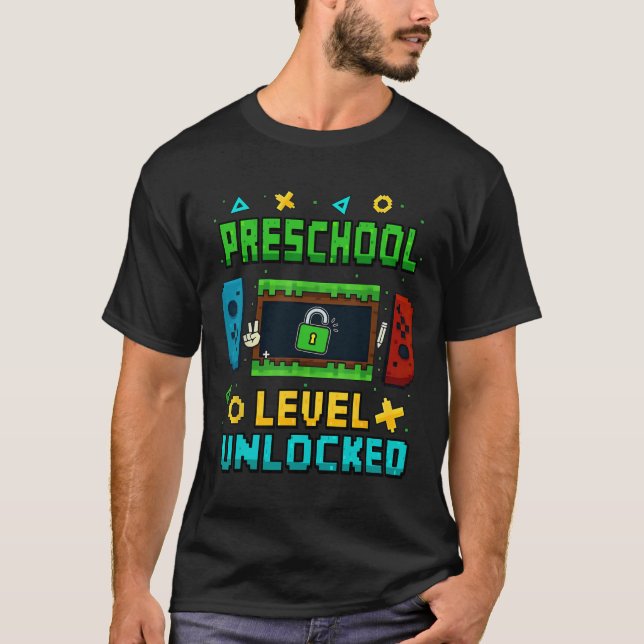 Camiseta Preschool Level Unlocked Ck To School Pixel Art Ga (Anverso)