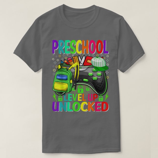 Camiseta Preschool Level Up Unlocked Video Game Back To Sch (Diseño del anverso)