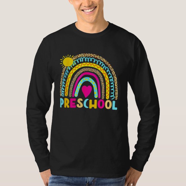 Camiseta Preschool Rainbow Back To School Teacher Girls Boy (Anverso)