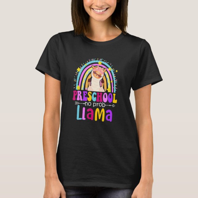 Camiseta Preschool Teacher Rainbow No Prob Llama 100 Days o (Anverso)