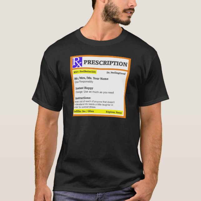 Camiseta Prescripción divertida del rx (Anverso)