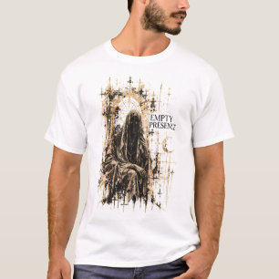 Camiseta PRESENCIA VACÍA — Figura encapuchada sin rostro gó