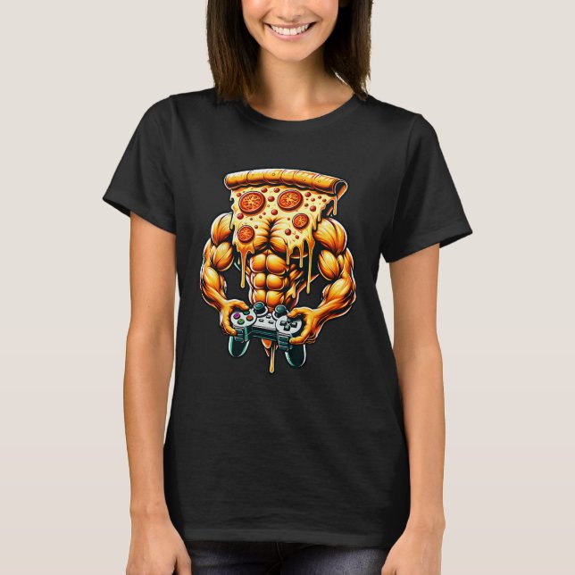 Camiseta Presente de Guay Bodybuilding Gamer Pizza (Anverso)