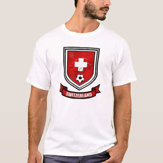 Camiseta Presentes suizos del escudo del escudo del fútbol (Anverso)