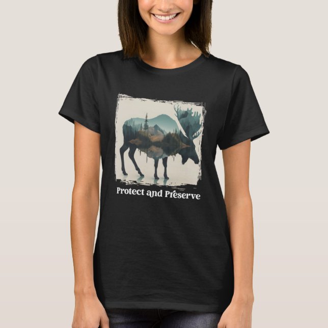 Camiseta Preservar y proteger el alce del alce del Parque N (Anverso)