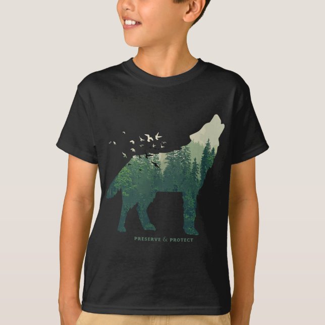 Camiseta Preservar y proteger el regalo de Wolf del Parque  (Anverso)