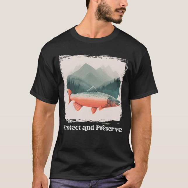 Camiseta Preservar y proteger el salmón del Parque Nacional (Anverso)