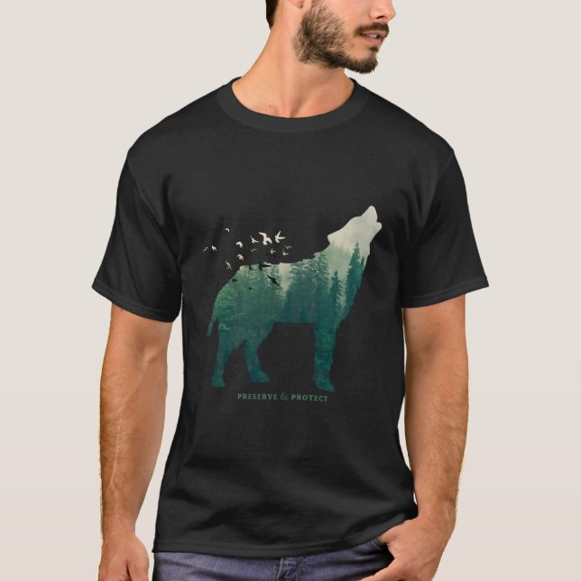 Camiseta Preserve Protect National Park Wolf (Anverso)