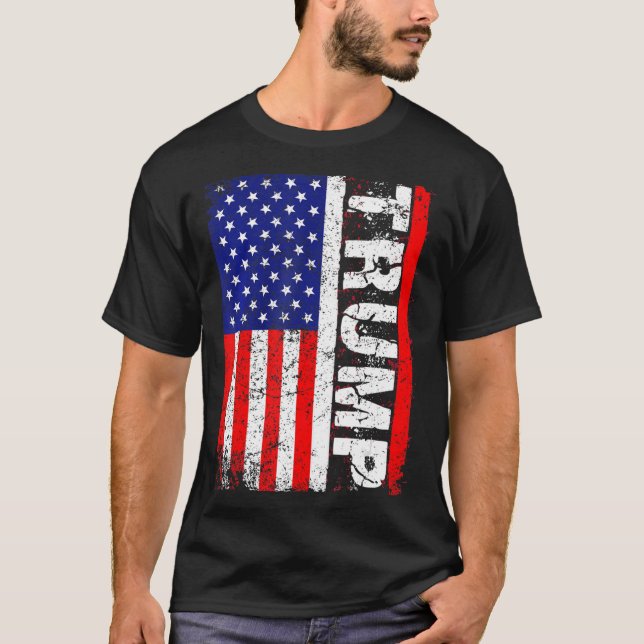 Camiseta PRESIDENT Donald Trump  Vintage USA Flag (Anverso)