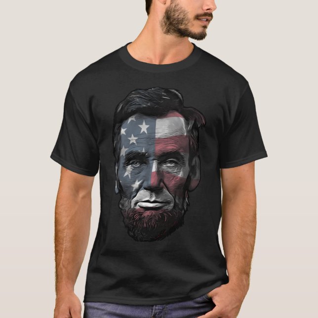 Camiseta Presidente Abraham Abe Lincoln Bandera de los Esta (Anverso)