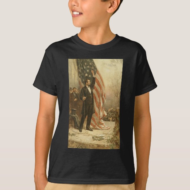 Camiseta Presidente Abraham Lincoln bajo la bandera estadou (Anverso)