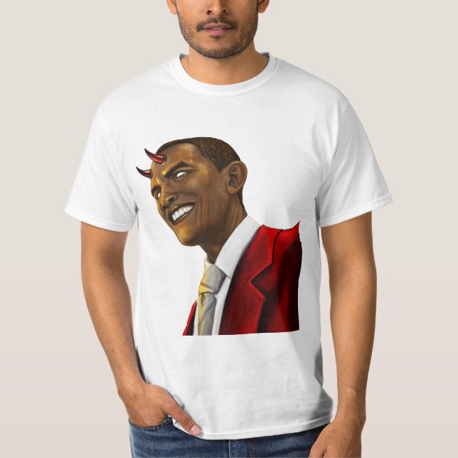 Camiseta Presidente Barack Obama como el diablo Halloween (Anverso)