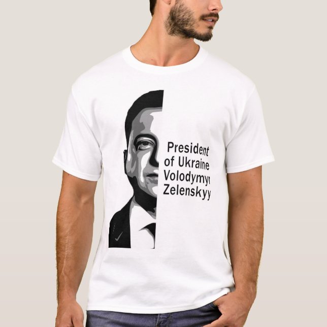 Camiseta Presidente de Ucrania Zelenskyy mitad retrato de a (Anverso)