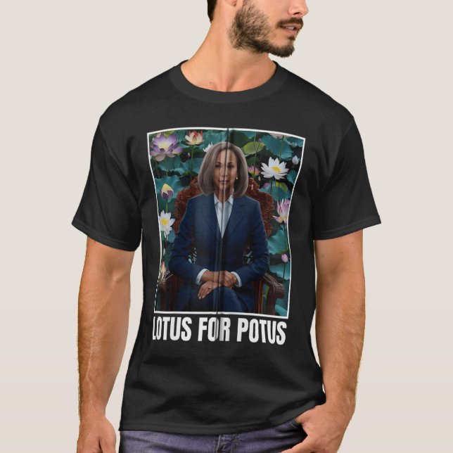 Camiseta Presidente Kamala Harris Portrait Lotus Para Potus (Anverso)