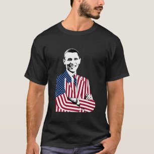 Camiseta Presidente Obama en una chaqueta de la bandera